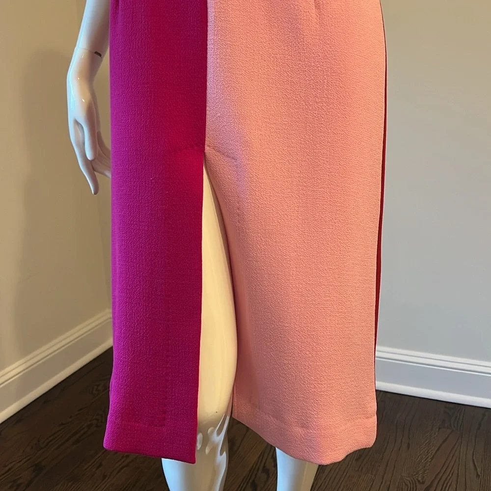 Authentic Dolce & Gabbana wool Knee-Length pink and red color block dress - Picture 5 of 6